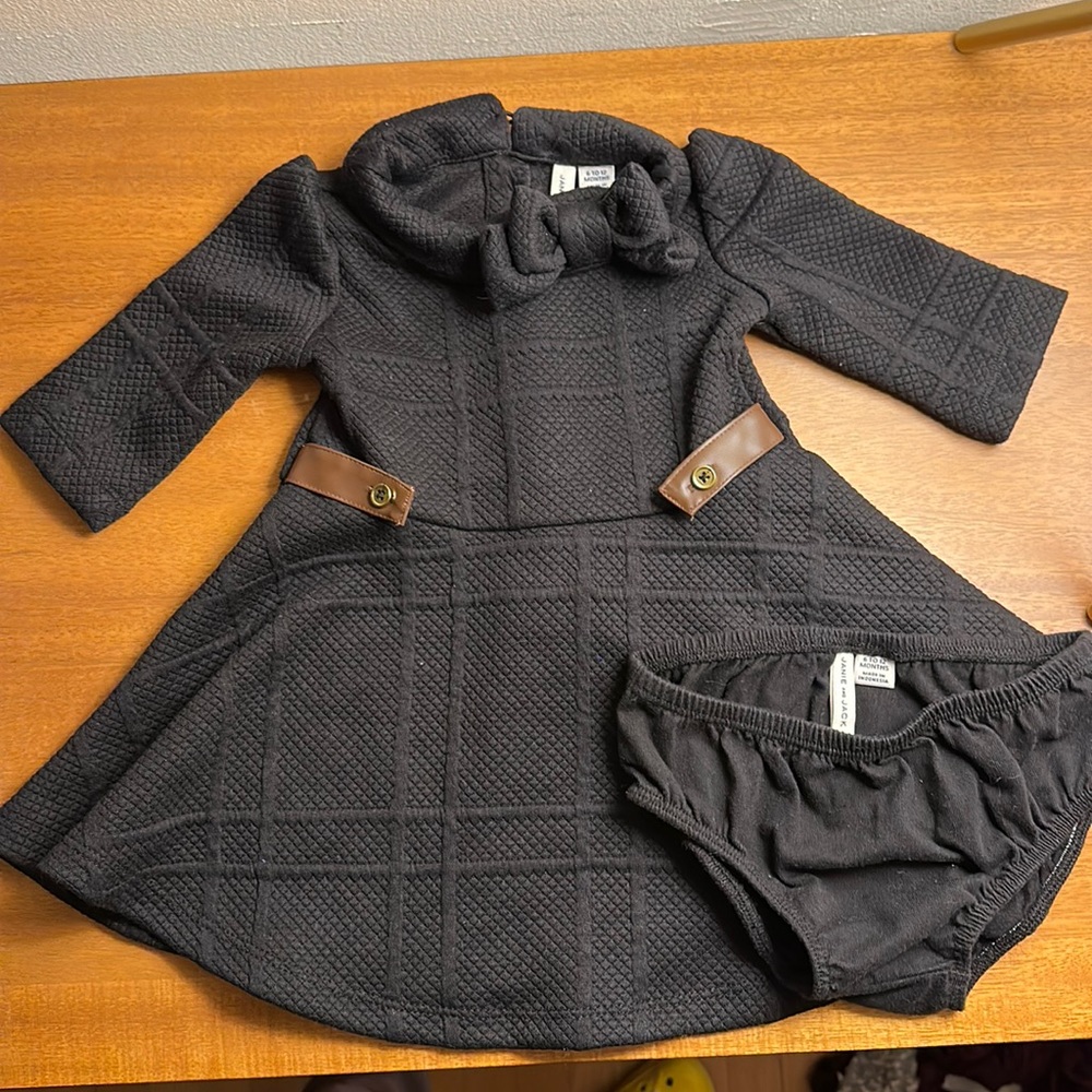 Janie and Jack Quilted Bow Dress with bloomer 6-12 months